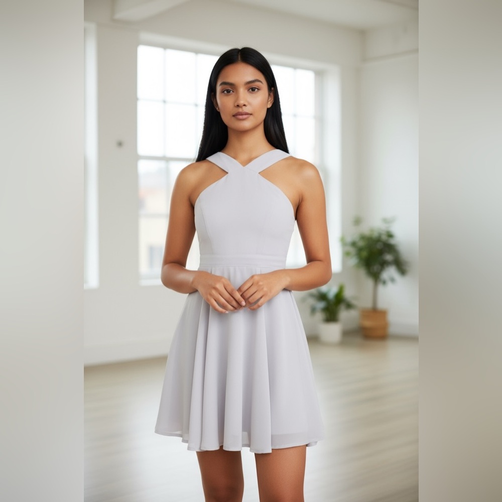 Lulu's Medium Forevermore  Skater Dress Soft Gray